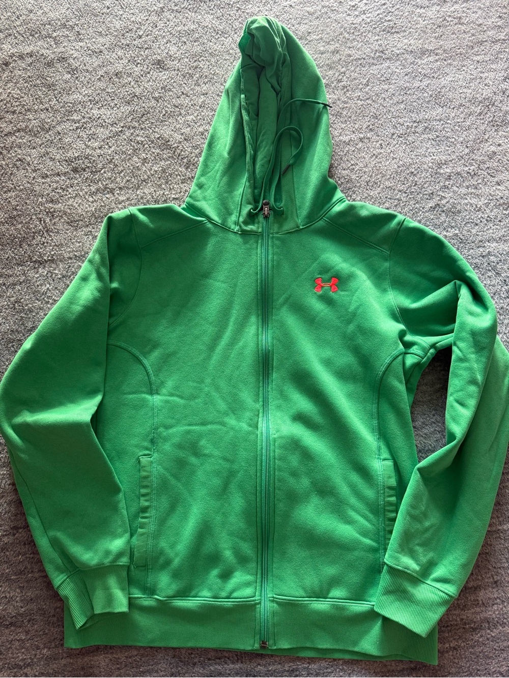 Under Armour Green Full-Zip Hoodie with Red Logo